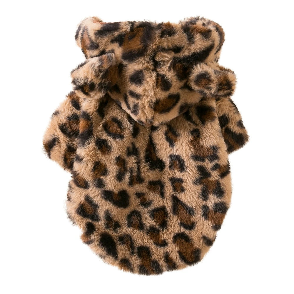 Leopard Print Dog Coat Winter Warm Clothes