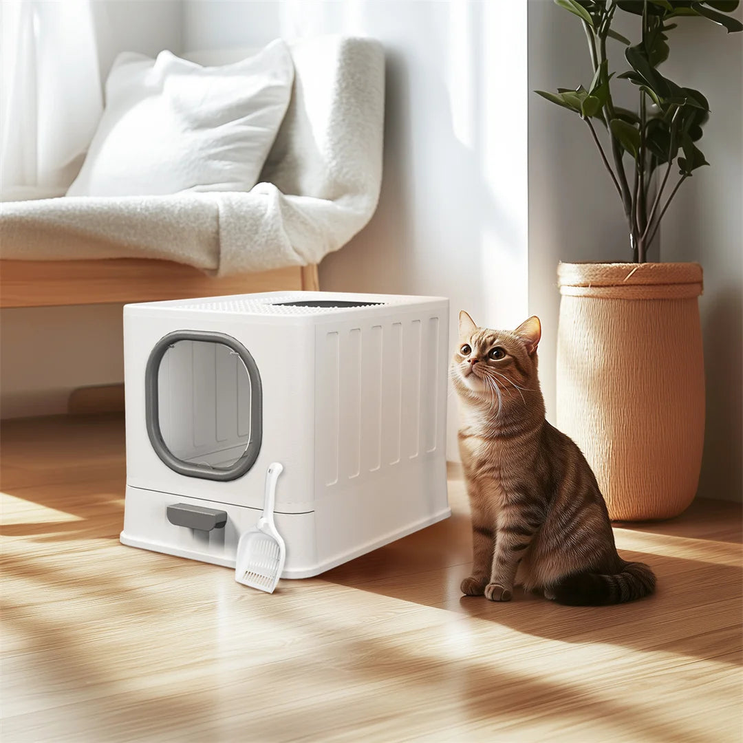 BingoPaw Cat Litter Tray Box: Foldable Top Entry Extra Large Cats Toilet