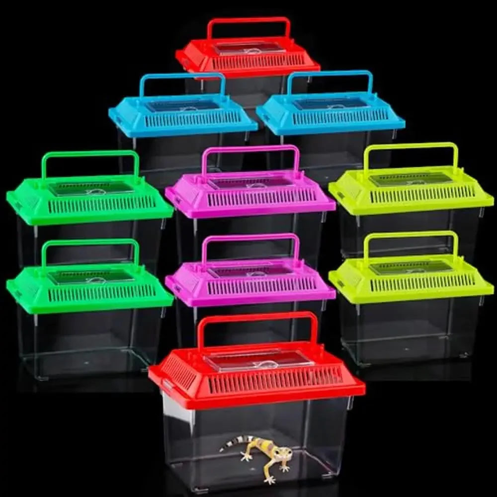 10pc Plastic Reptile Carrier Box Transparent Design