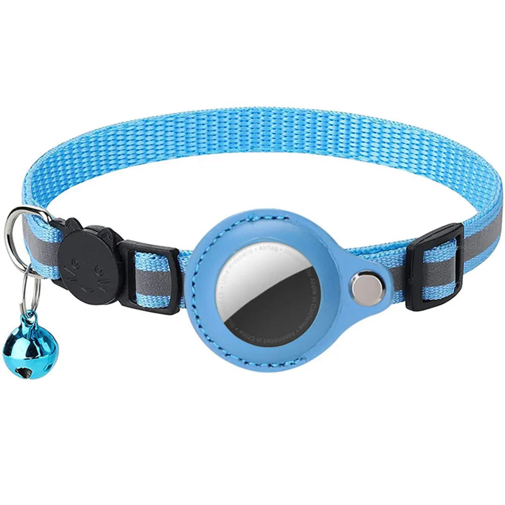 For Apple AirTag Pet Collar with Bell Safety Buckle GPS Tracker Holder