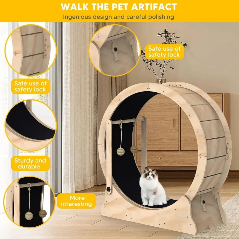 Cat Running Wheel Treadmill With Carpeted Runway
