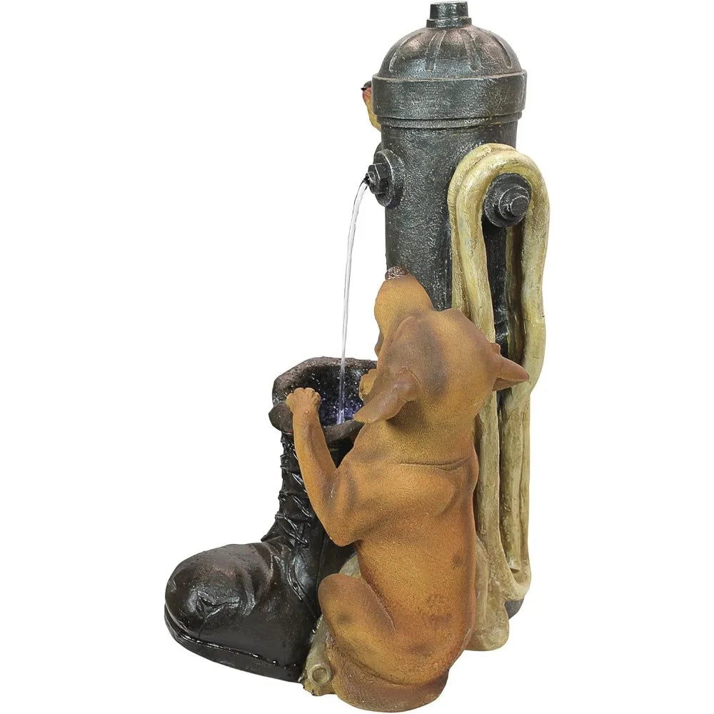 Fire Hydrant Pooch Sculptural Fountain gardening