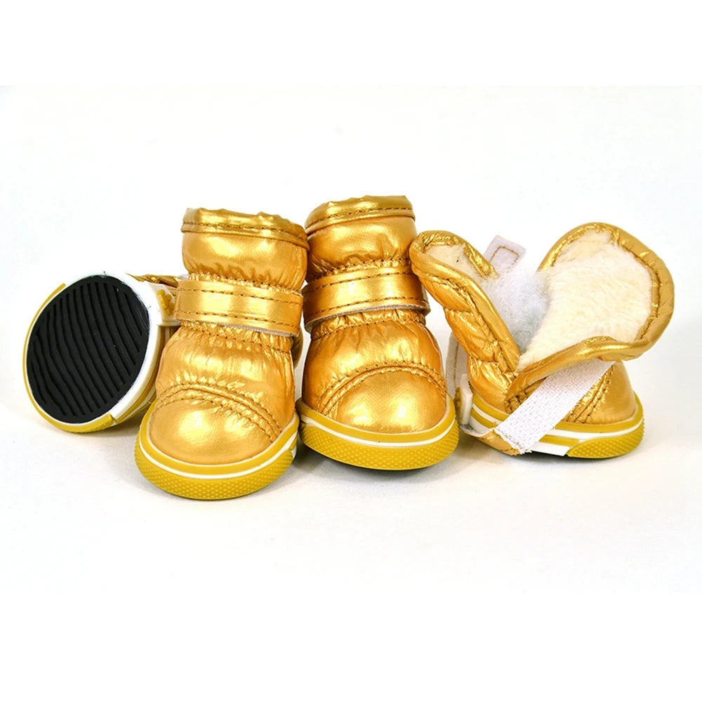4 Pcs/Set Warm Dog Snow Boots Waterproof Anti-Slip Shoes
