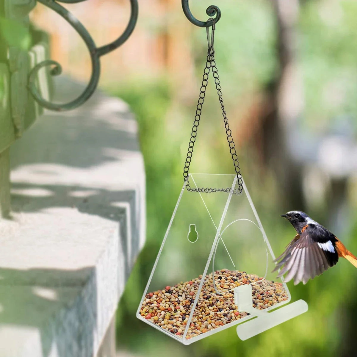 Acrylic Bird Feeder Hanging Seed Feeder Clear