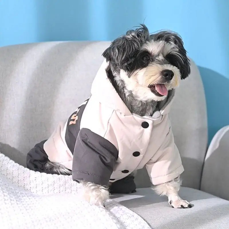 Dog or Cat Winter Faux Leather Waterproof Jumpsuit Hoodie