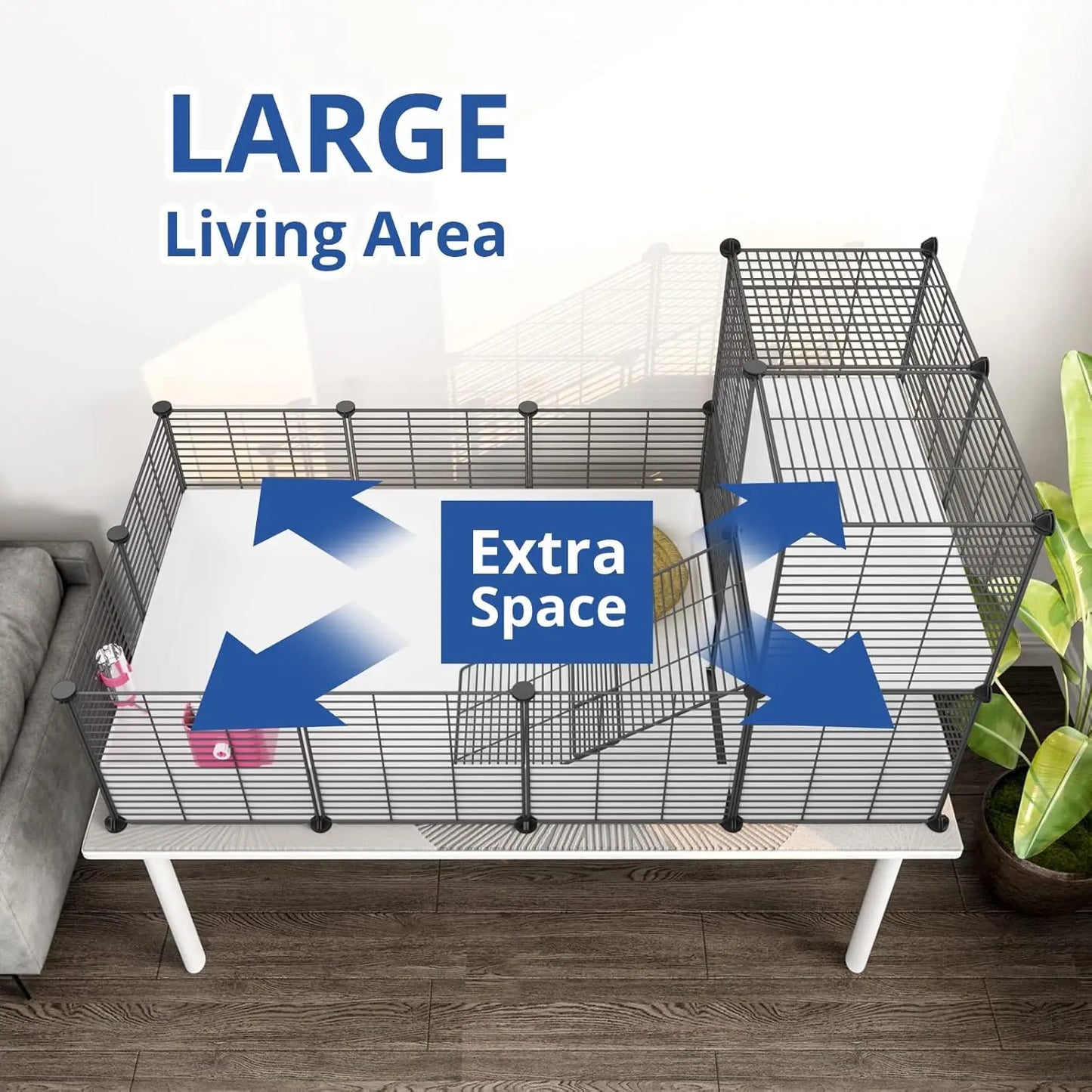 Guinea Pig Cage Indoor Habitat Cage with Plastic Bottom Playpen