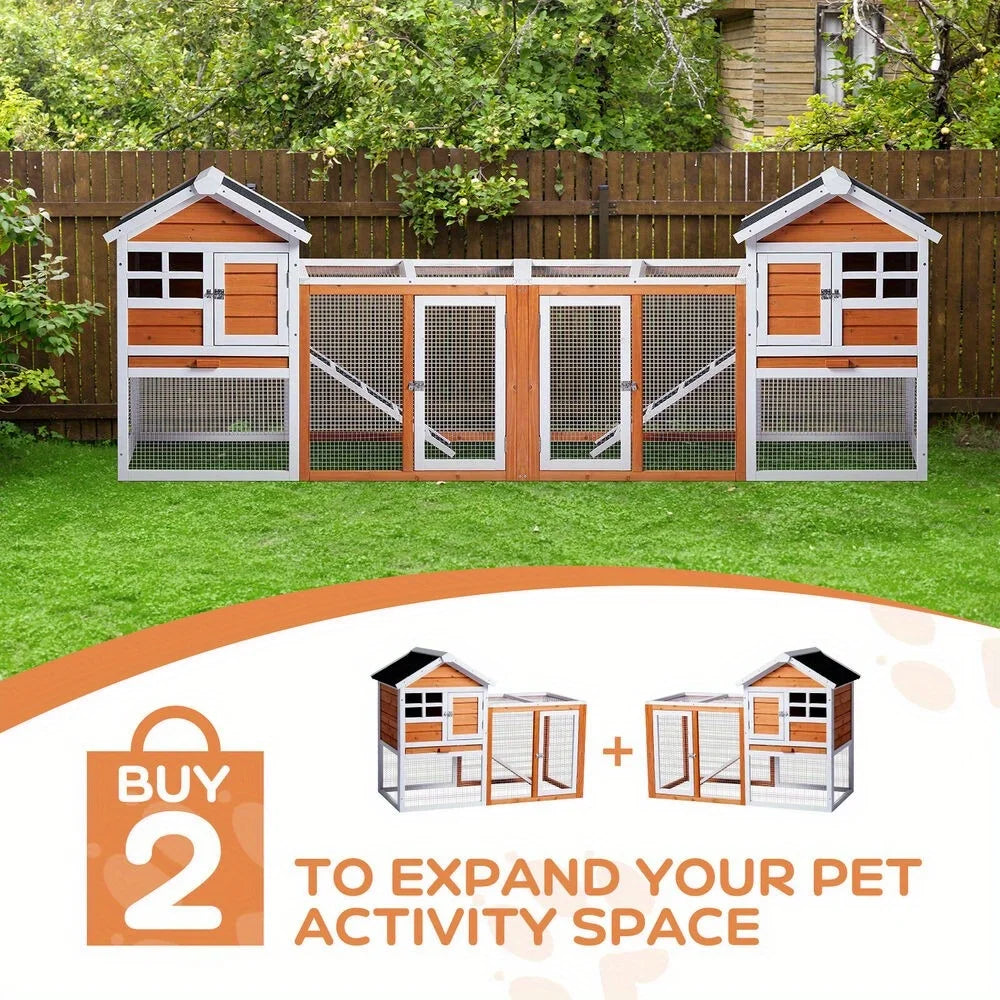 Wooden House Hutch Poultry Cage Waterproof Roof pets