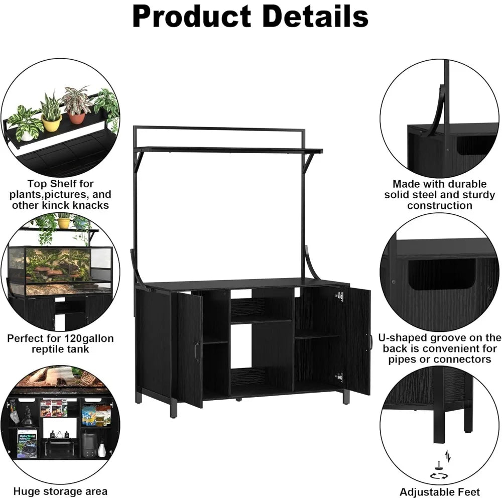 Reptile Tank Stand Stand with Cabinet
