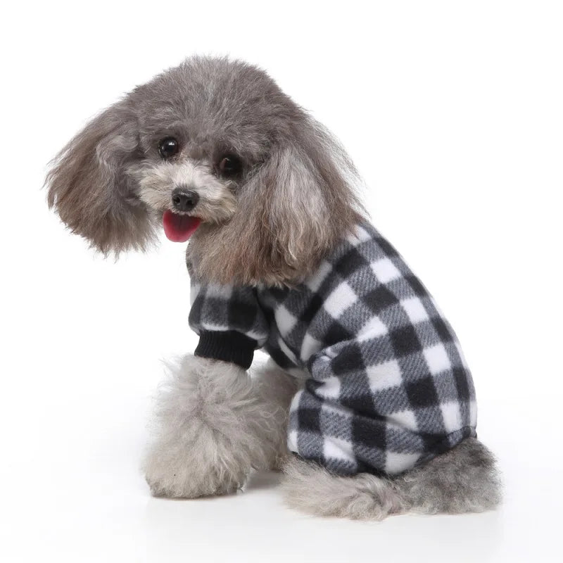 Pet Christmas Pajamas Red Black Buffalo Plaid Jumpsuit Dog Clothes