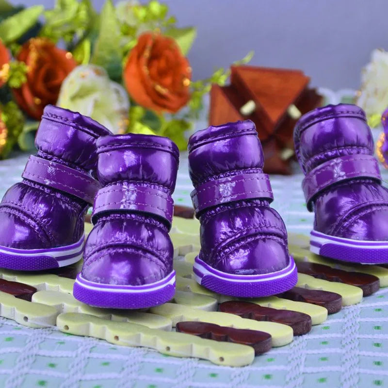 4 Pcs/Set Winter Pet Shoes For Small Dogs Warm Fleece