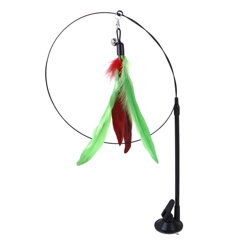 Interactive Cat Toy Simulation Feather Bird with Suction Cup