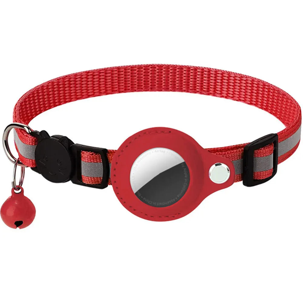 For Apple AirTag Pet Collar with Bell Safety Buckle GPS Tracker Holder
