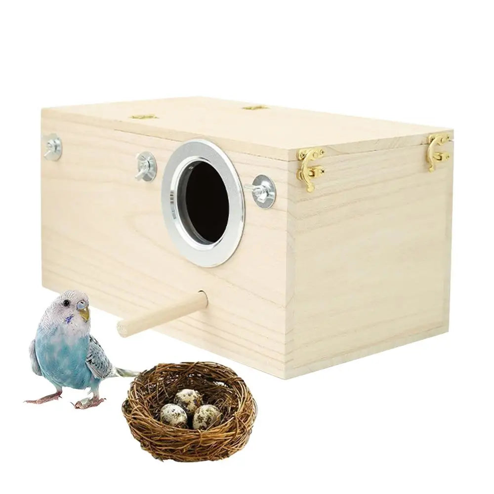 Bird Breeding Box Wood Nest Cage House For Nesting
