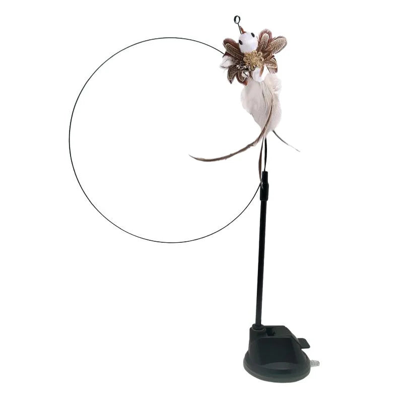 Interactive Cat Toy Simulation Feather Bird with Suction Cup
