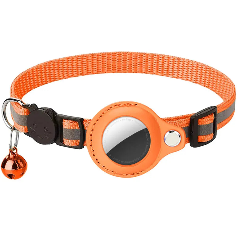 For Apple AirTag Pet Collar with Bell Safety Buckle GPS Tracker Holder