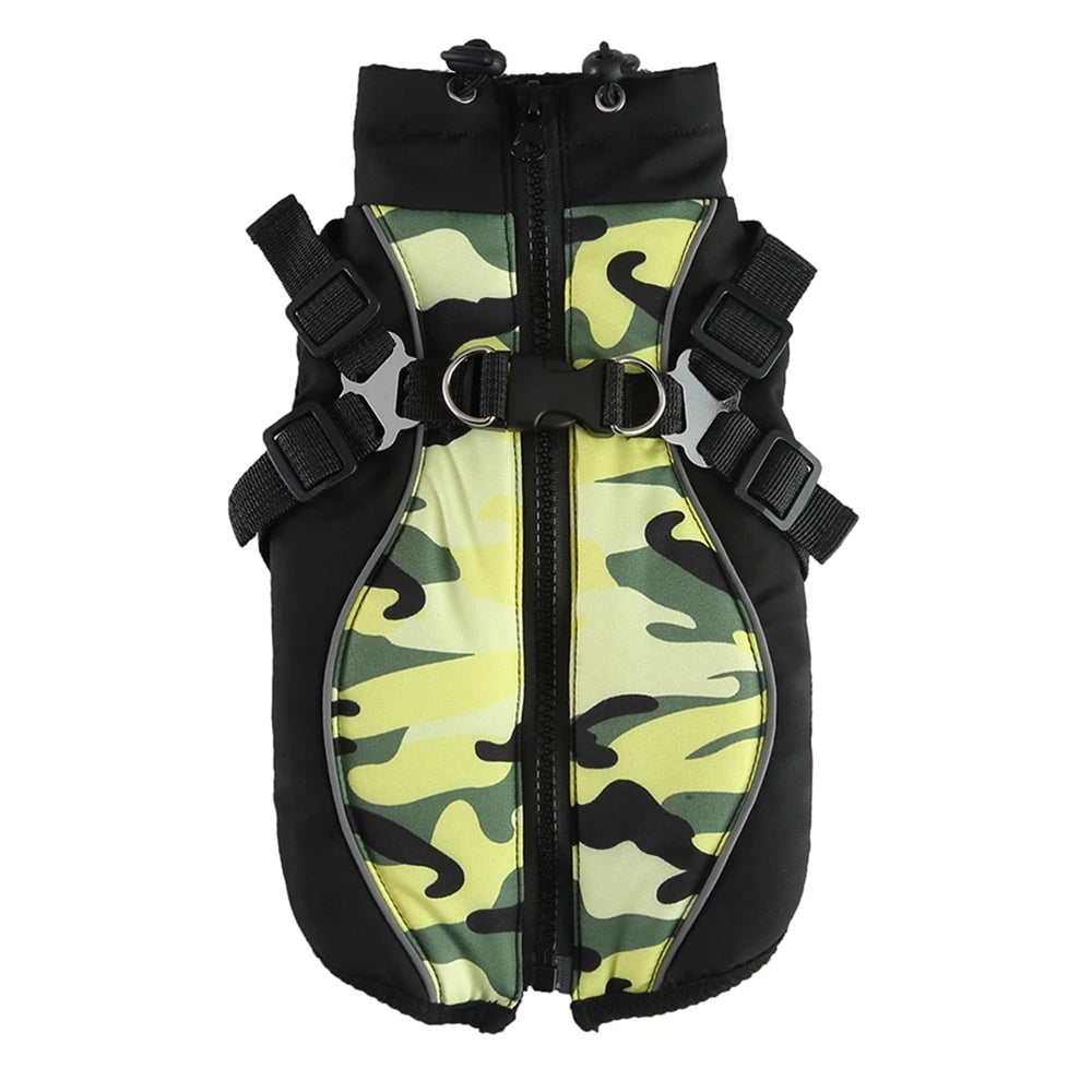 Winter Pet Dog Jacket With Harness Warm Dog Clothes