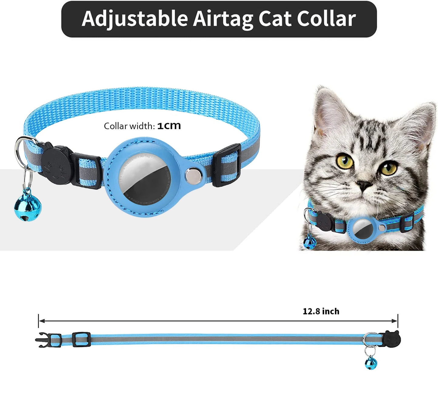 Cat Collar For Air Tag Detachable Collars With Bells Safety Buckle