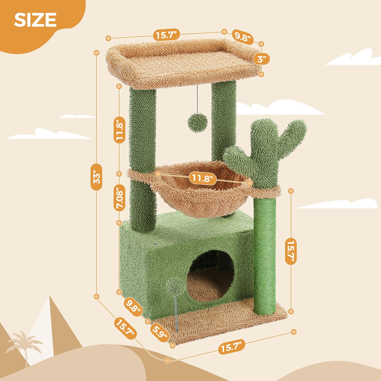 Cactus Cat Tree Cat Tower for Scratching Post