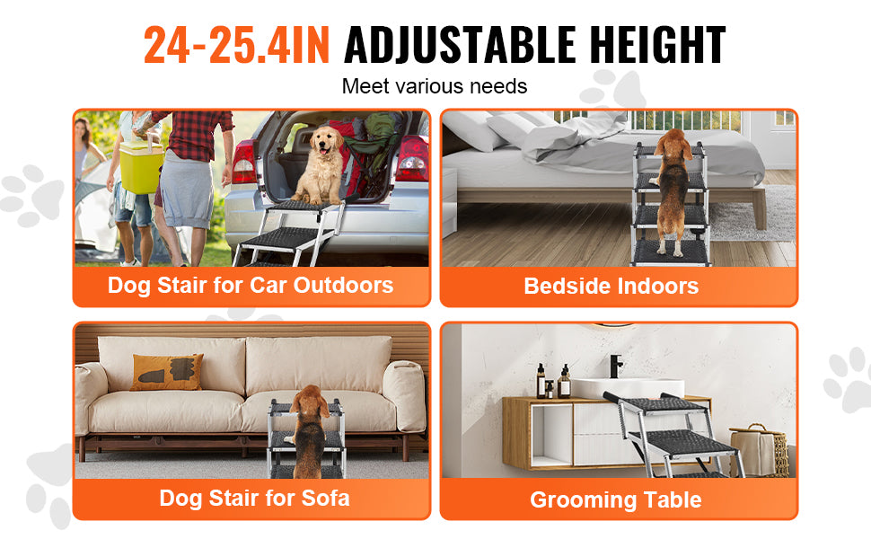 VEVOR Dog Stair for Cars Wide 4-step Folding Portable Pet Steps