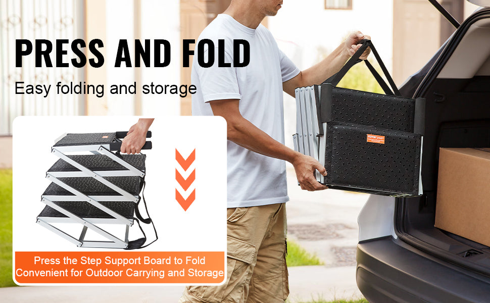 VEVOR Dog Stair for Cars Wide 4-step Folding Portable Pet Steps