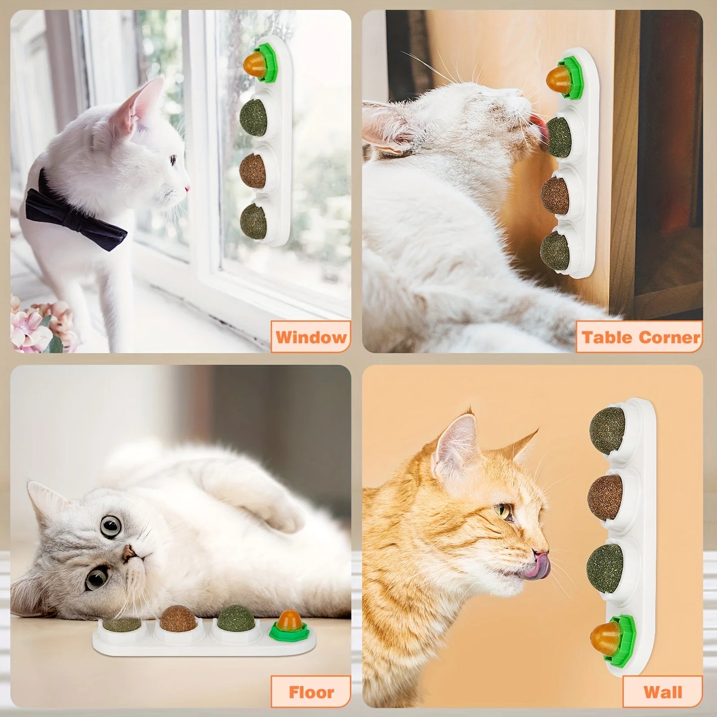 Wall Ball for cats 4 Pack Catnip Toys