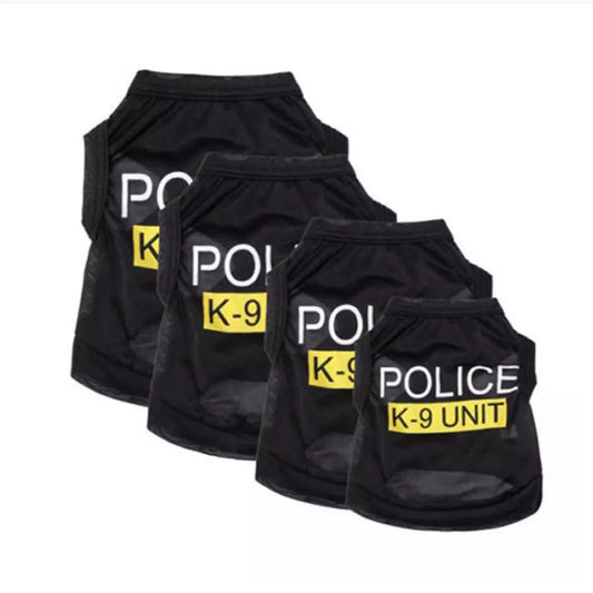 Police Suit Cosplay Dog Clothes Black Elastic Vest