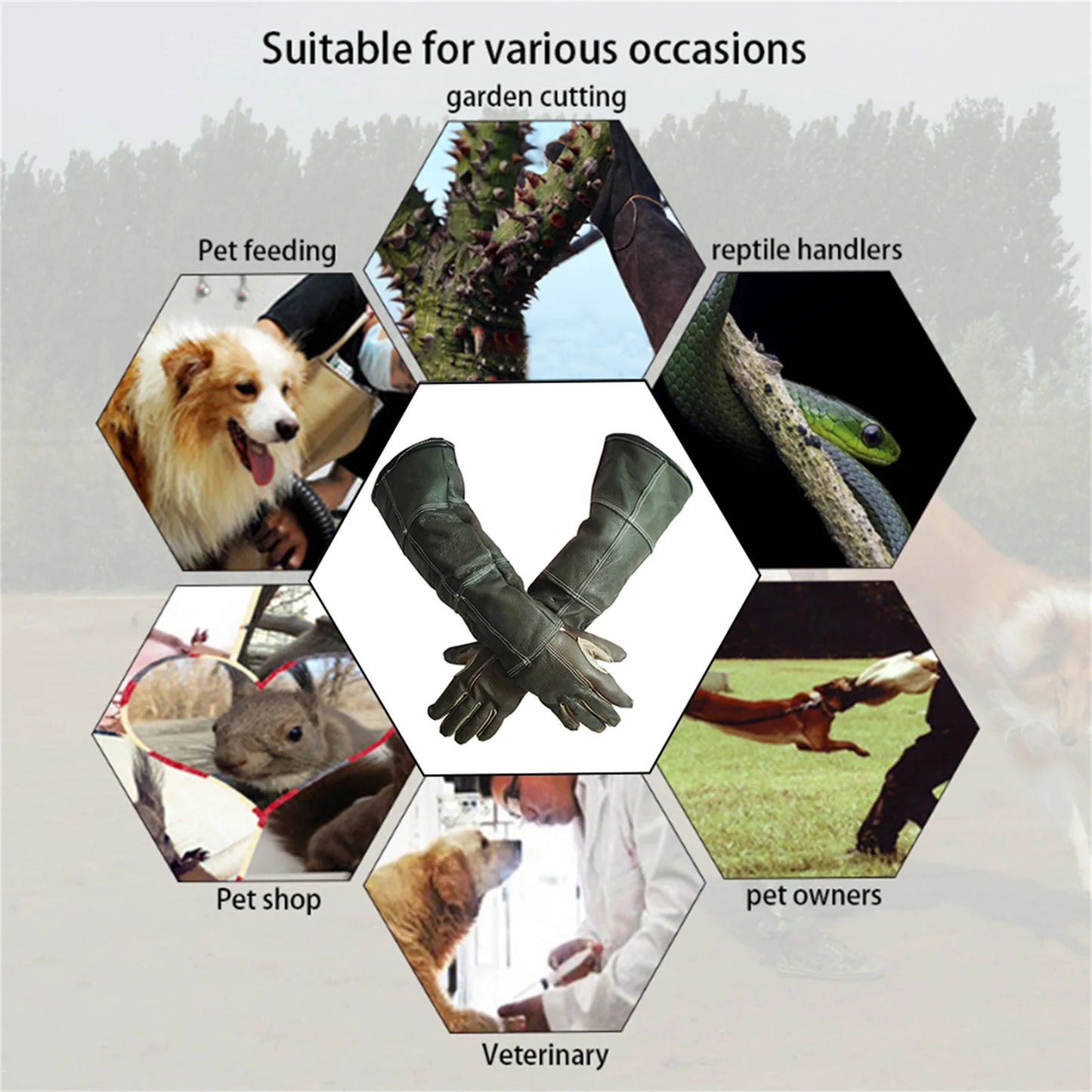 Pet Gloves Cowhide Leather Anti Bite Protective