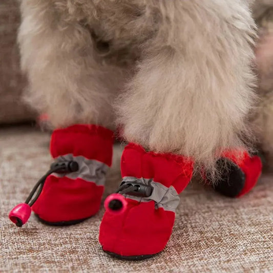 Winter Warm Pet Dog Shoes 4pcs/set Waterproof Antiskid Shoes