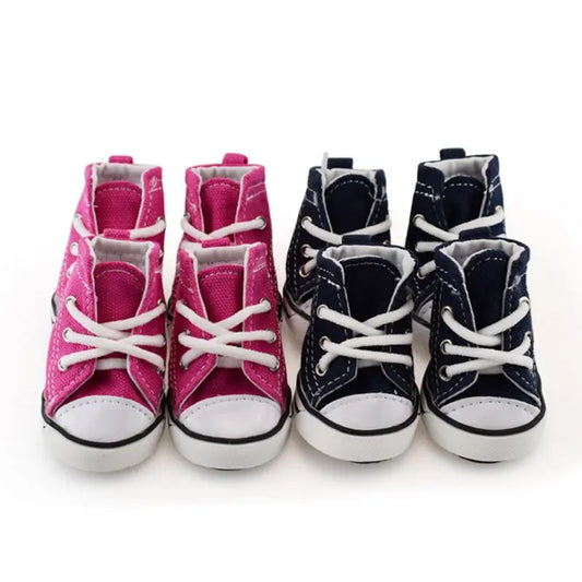 4pcs/set Waterproof Winter Canvas Pet Dog Shoes Anti-slip