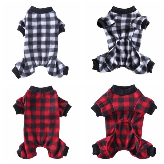Dog Pajamas Winter Clothes Dot Print Warm Jumpsuits Coat
