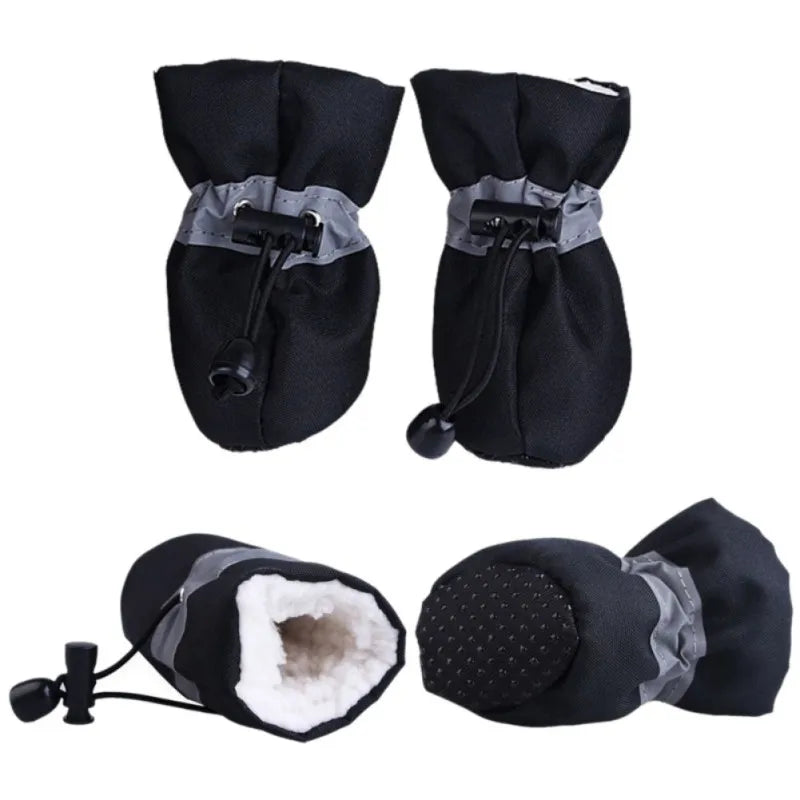 4pcs Waterproof Winter Dog Shoes Anti-slip Rain Snow Boots Footwear