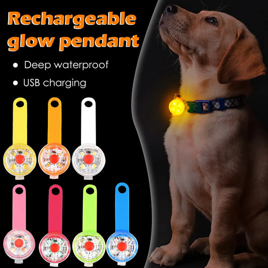 pets Collars Anti Loss Pendant Waterproof Safety  Light
