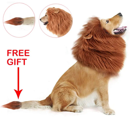 Cute Lion Mane Dog Wig Pet Cosplay Clothes With Tail for Dogs