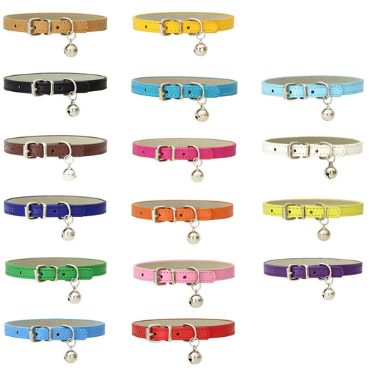 Personalized Cat Collar With Bell Adjustable Leather Necklace