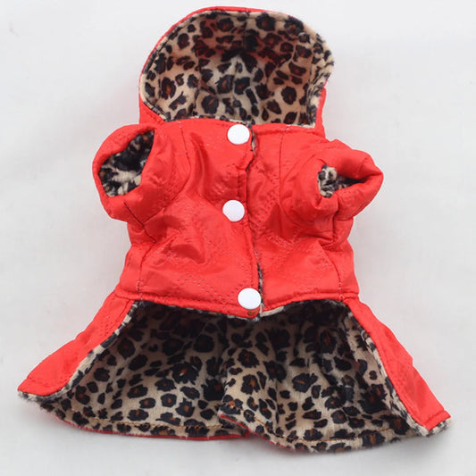 Warm Dog Coats Leopard Pattern Tutu Coat Dress