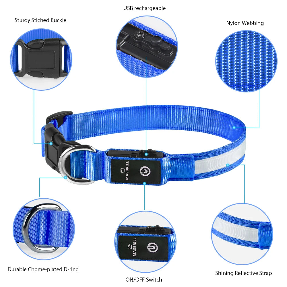 MASBRILL Dog Collar Luminous Pet Collar