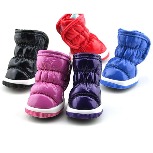 4 Pcs/Sets Winter Dog Shoes Warm Waterproof Snow Boots