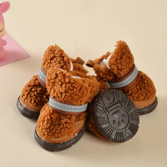4pcs Waterproof Winter Dog Boots Socks Anti-slip