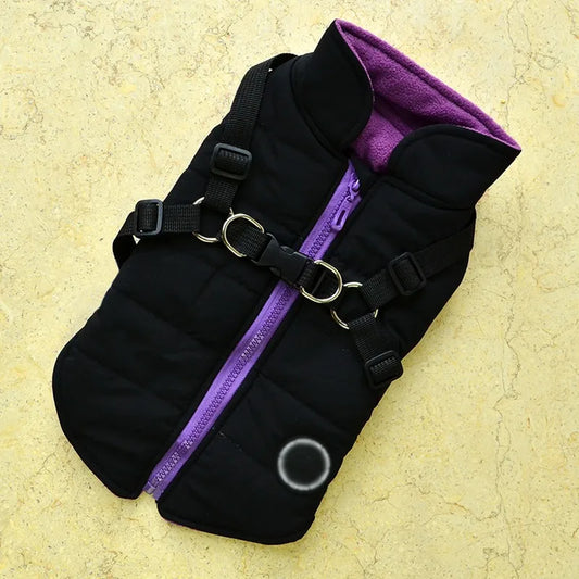 2 In 1 Dog Clothes With Harness Winter Warm Dog Jacket