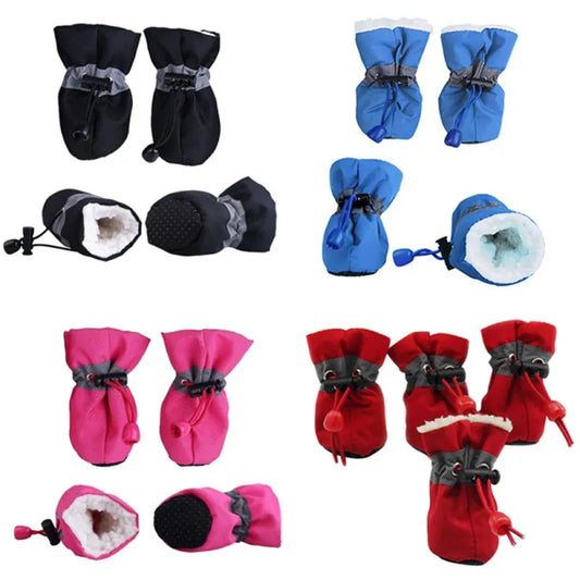 4pcs Waterproof Shoes Antiskid Dog Shoes