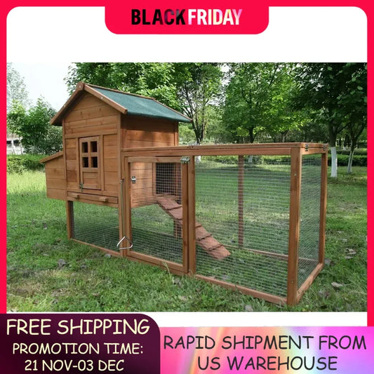 Outdoor 80'' Weatherproof Wooden Chicken Coops Nest Box