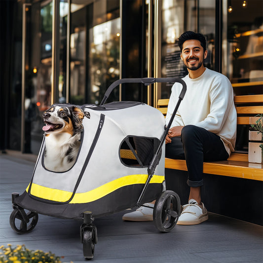 One-Click Folding Pet Stroller for Large Dogs