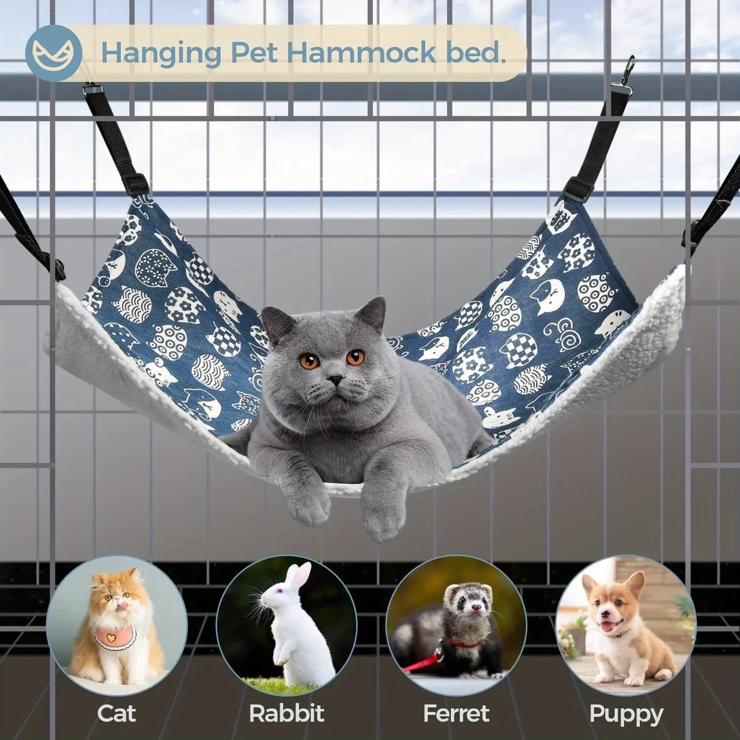 2Pcs Cat Hanging Hammock  Breathable Small Pet