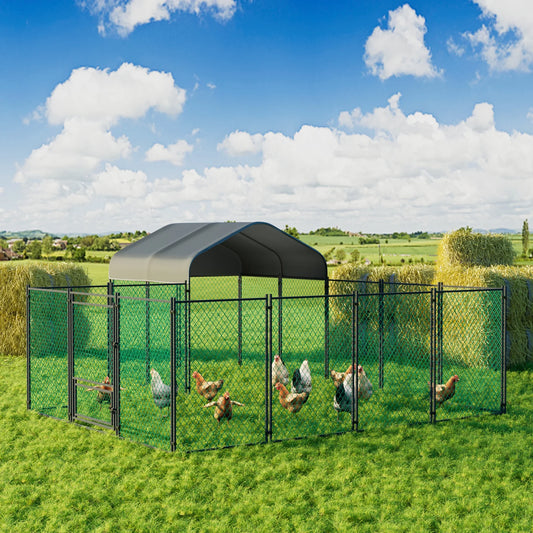 Chicken Coop 12.9x10.2x5.1ft  Run Pen for Yard