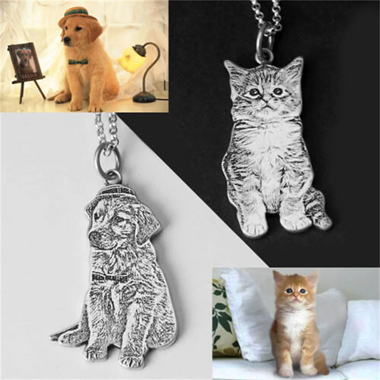 Personalized Pet Photo Necklace Laser Engraving Pet Picture