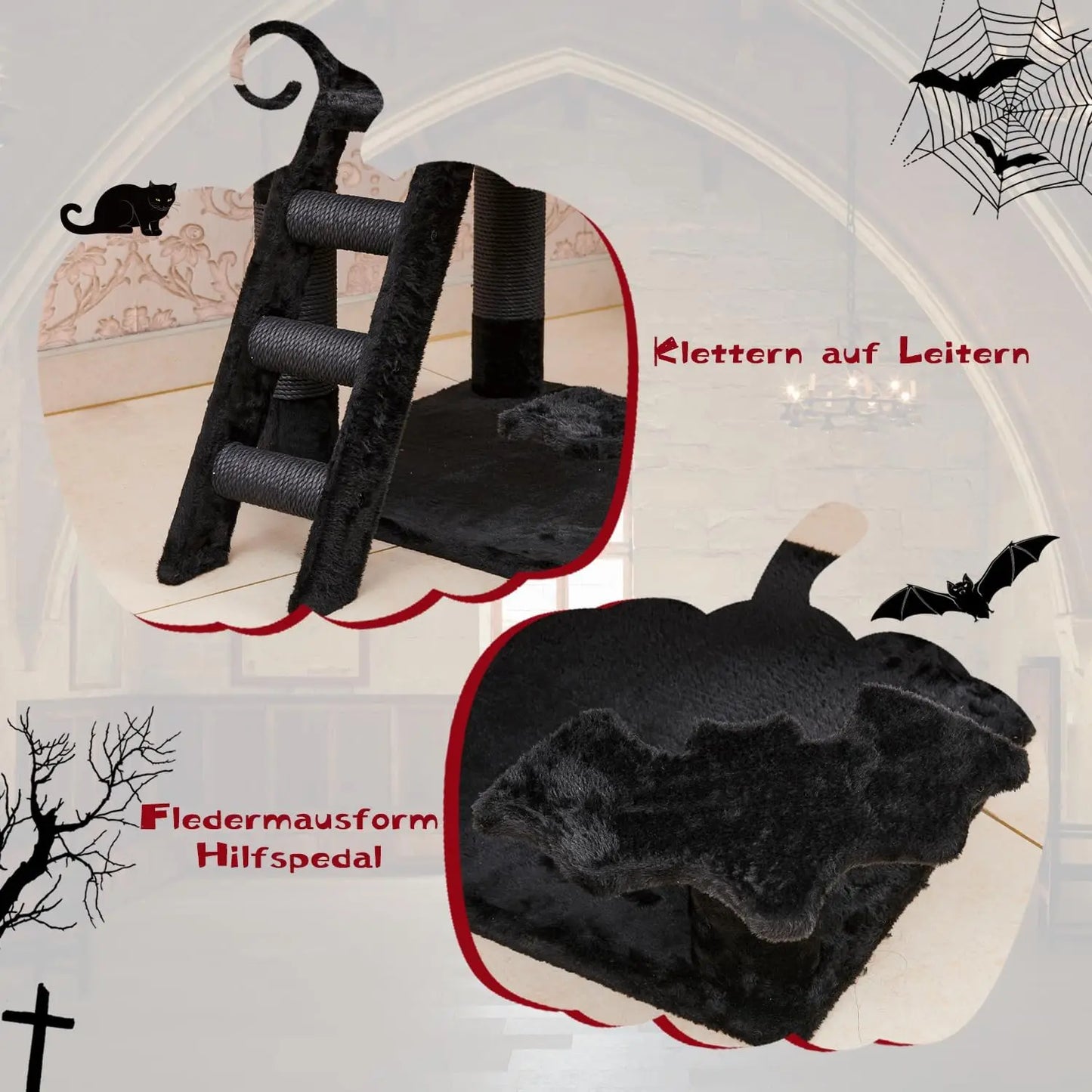 Gothic Cat Tree Coffin Bed 55"Tower with Scratching Posts