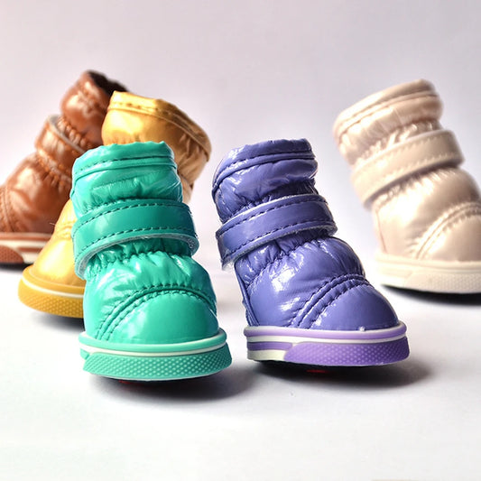 4 Pcs/Set Winter Pet Shoes For Small Dogs Warm Fleece
