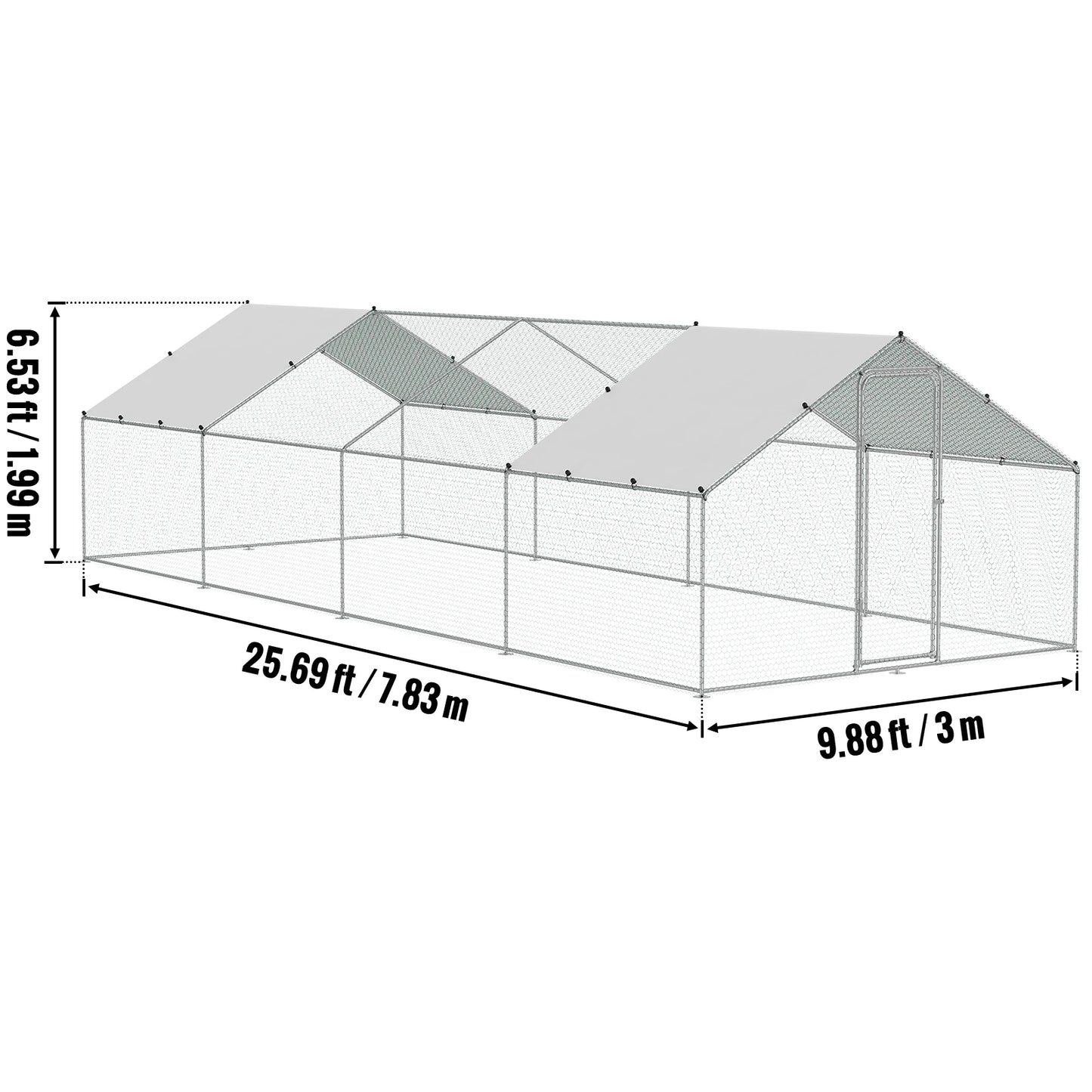 VEVOR Large Metal Chicken Coop Walk-in Chicken Pen
