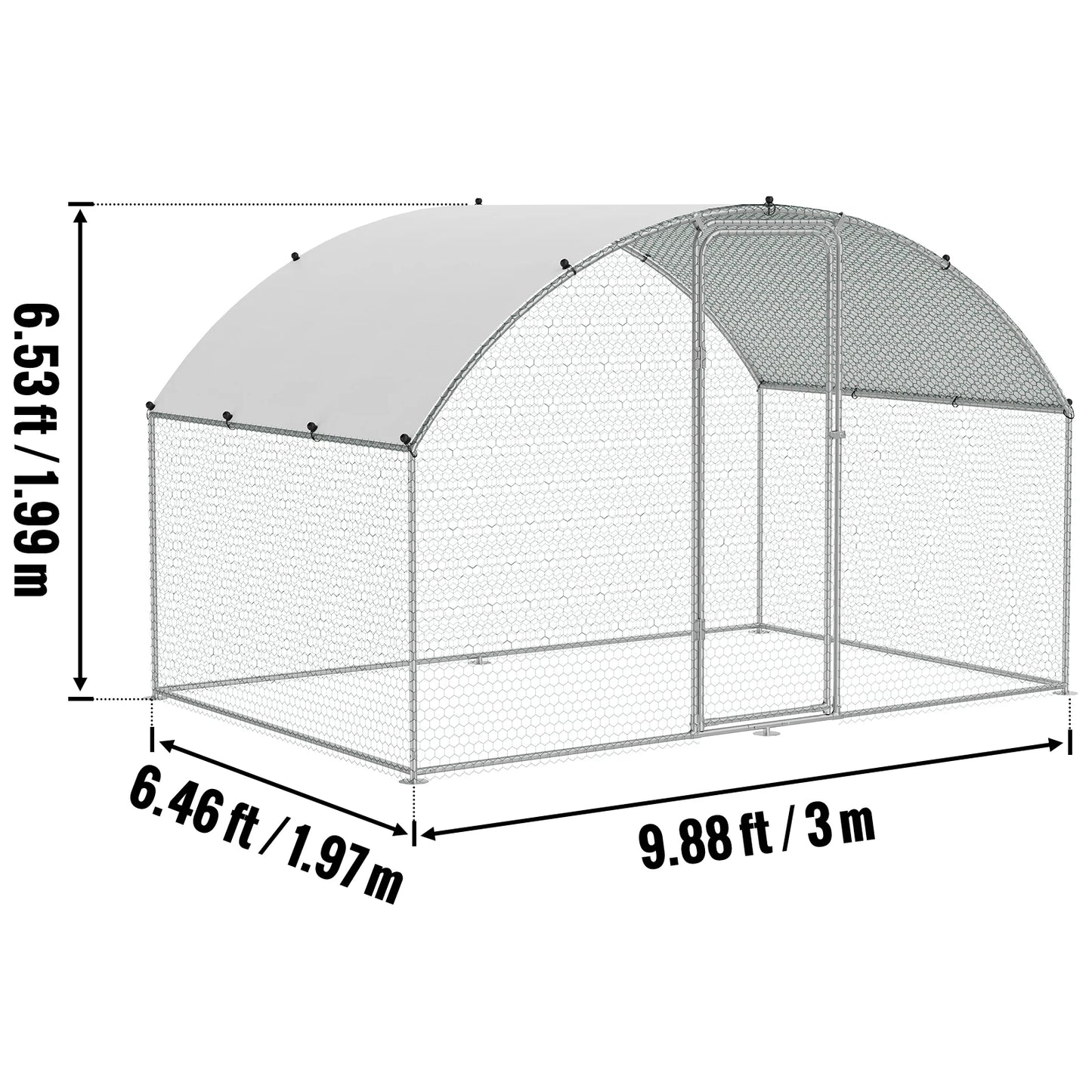 VEVOR Large Metal Chicken Coop Walk-in Chicken Pen