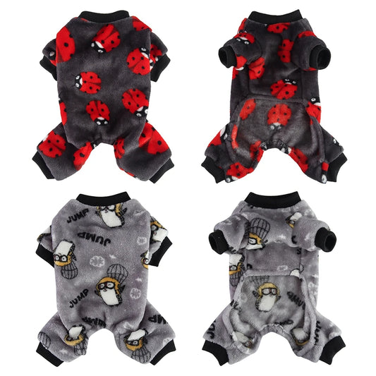 Warm Dog Pajamas Clothes Ladybug Penguin Pattern Clothes